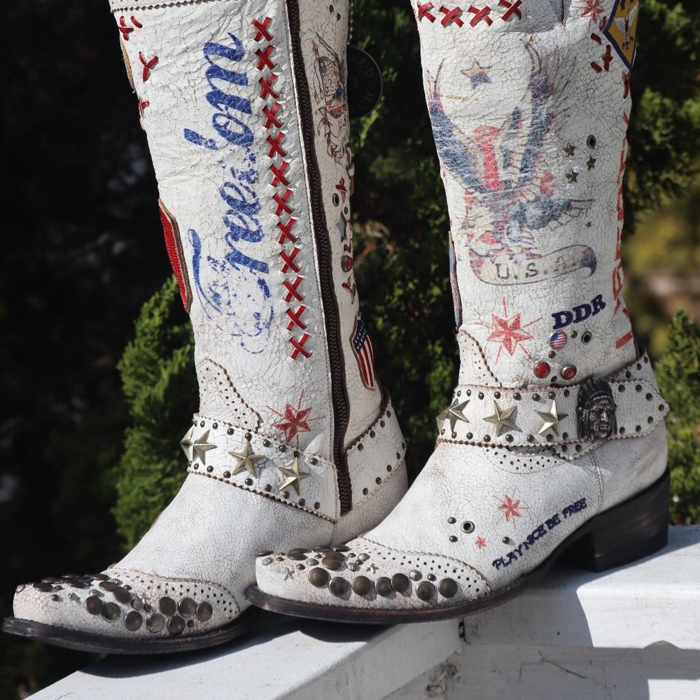 Old Gringo White Liberty Embellished Lace-Up Boots - Picture 5 of 15